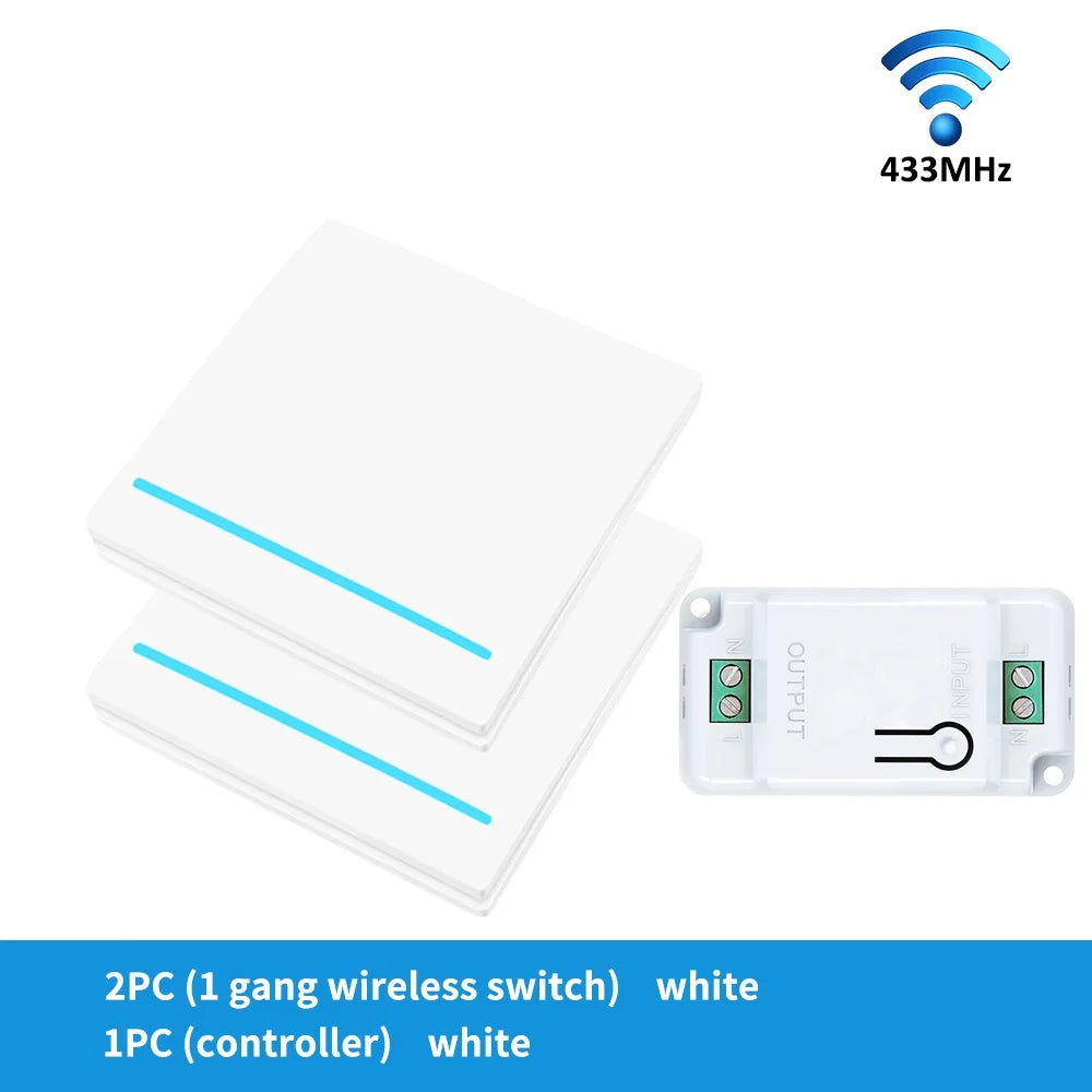 RF433 Smart Remote Wall Switch 110V/220V 10A – 1/2/3 Gang Wireless LED Light Control