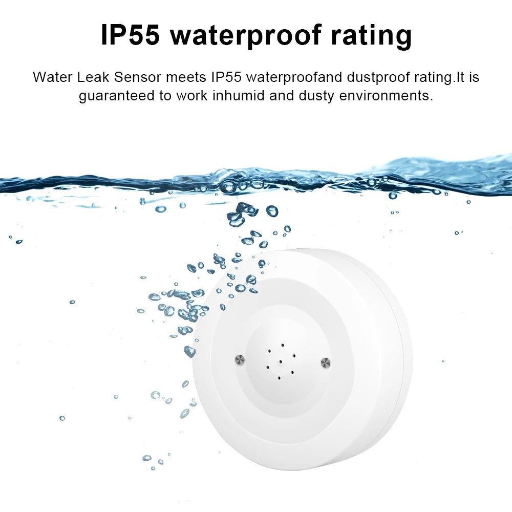 ONENUO WiFi Tuya Water Leak Sensor Flood Leakage Detector with Sound Alarm 80dB and IP55 WaterProof Water Sensor Remote Monitor