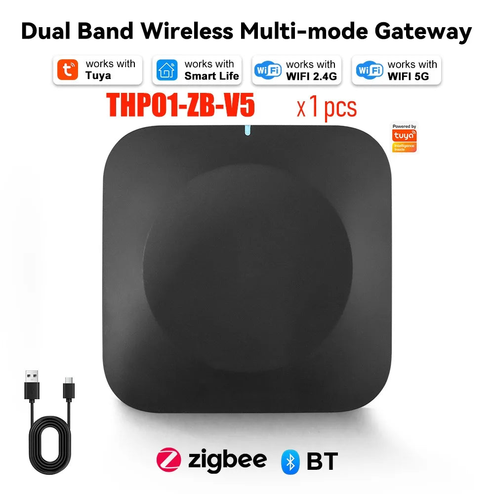 Tuya Zigbee Bluetooth Smart Gateway Hub WiFi 2.4G/5G مع التشغيل الآلي المحلي ودعم Alexa/Google