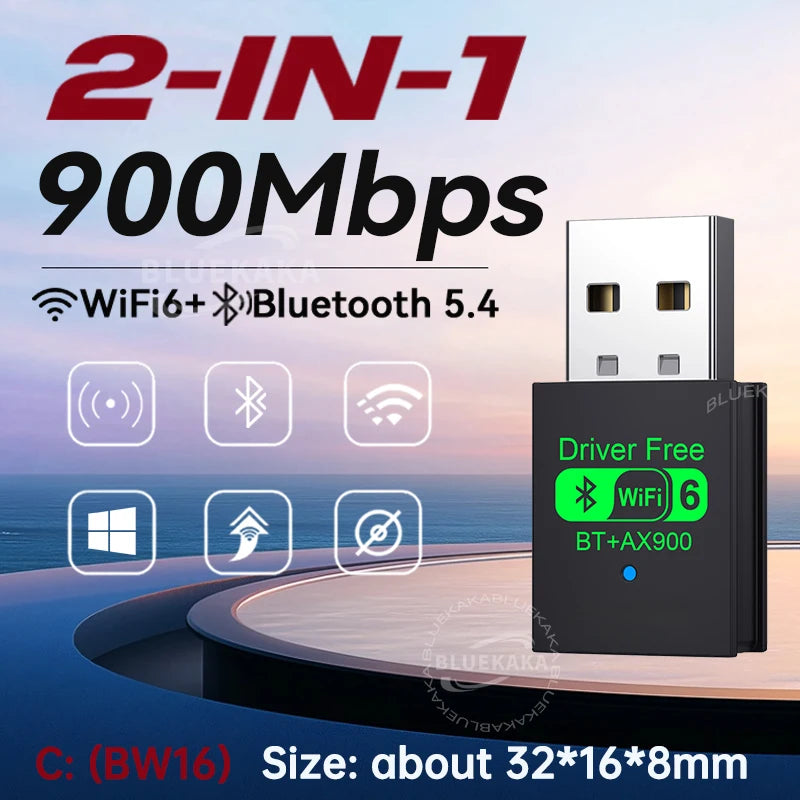 2-in-1 WiFi 6 & Bluetooth 5.4 Adapter: Dual-band wireless connectivity for PCs and laptops