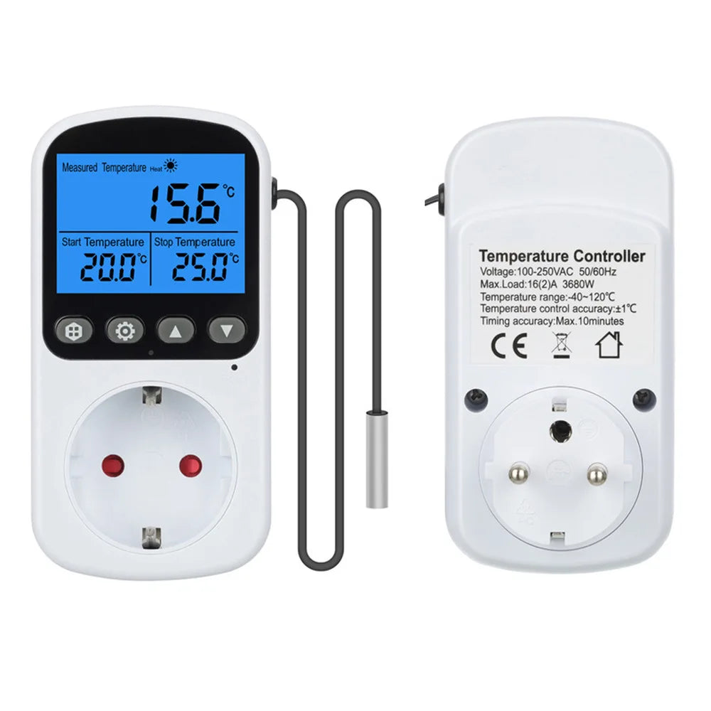EU Plug Digital Thermostat Socket Temperature Controller (Heating/Cooling Timer Switch)