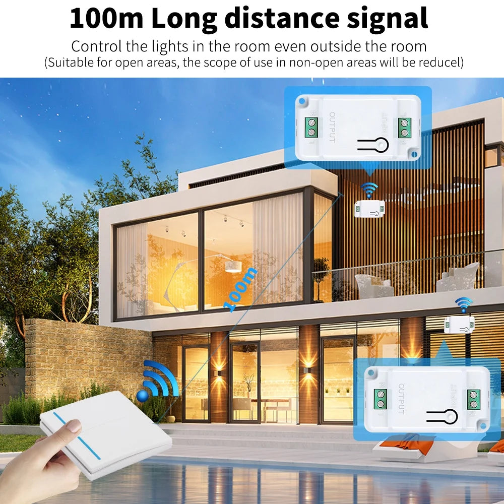 Remote 86 smart remote control switch AC110v 220v 10A relay LED lamp switch household RF433Mhz 1/2/3 gang wireless switch