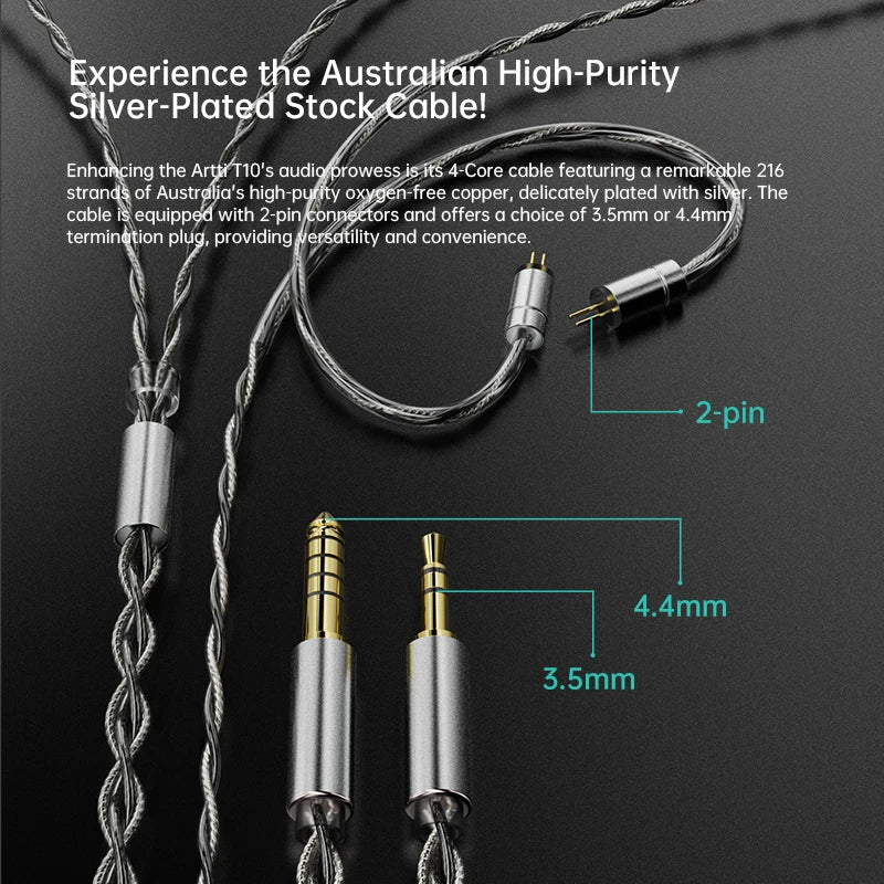 ARTTI T10/R1/R2 In-Ear HiFi Earphones Wired IEMs Monitors 14.2mm Planar Driver Textured Bass 0.78mm 2pin & 3.5MM/4.4MM Connector