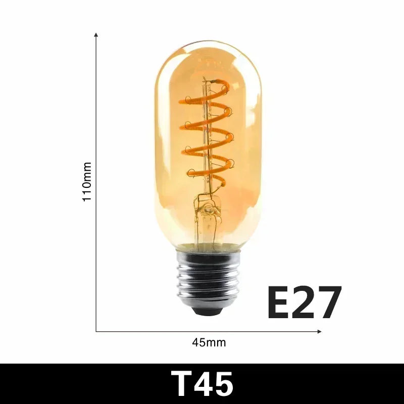 1-10PCS Vintage LED Spiral Filament Bulb E14/E27 4W Warm White Edison Lamp 220V