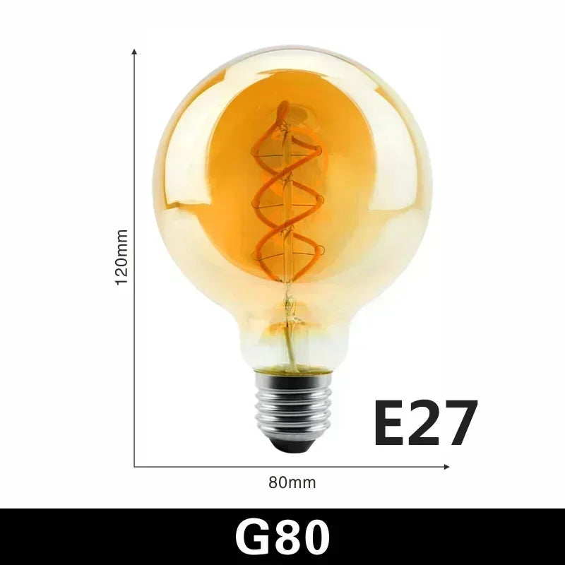 1-10PCS Vintage LED Spiral Filament Bulb E14/E27 4W Warm White Edison Lamp 220V