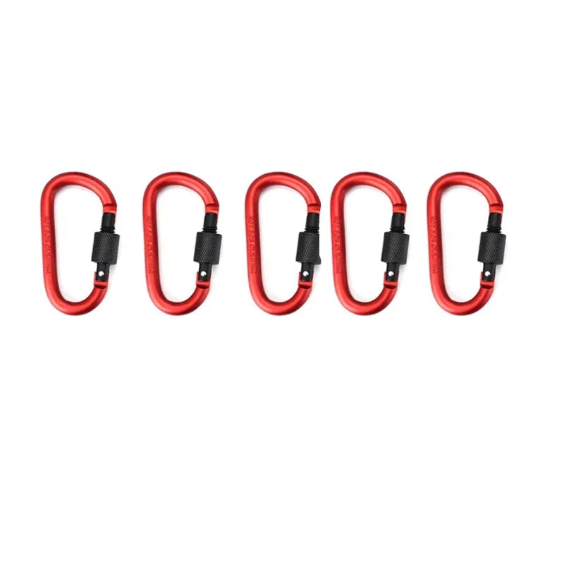 5-Piece Aluminum D-Ring Carabiner Quickdraw Clip Set for Outdoor and Travel.