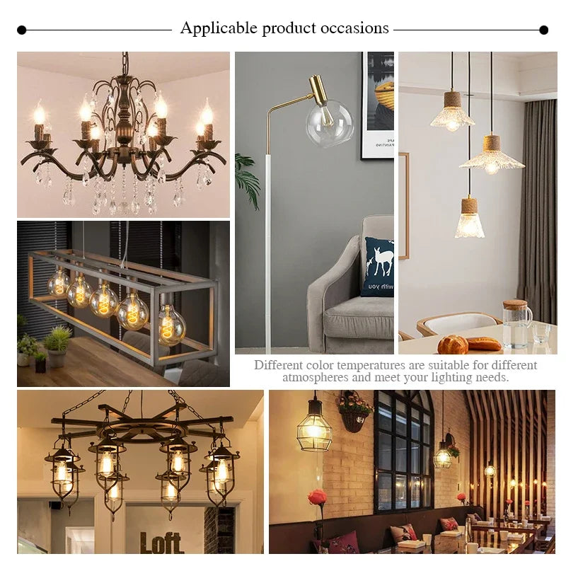 1-10pcs E14 E27 Retro LED Spiral Filament Light Bulb 4W Warm Yellow 220V C35 A60 T45 ST64 T185 T225 G80 G95 Vintage Edison Lamp