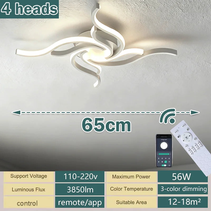 Remote Dimmable LED Ceiling Light 110–220V (3-Color Modern Lamp for Living & Bedroom)