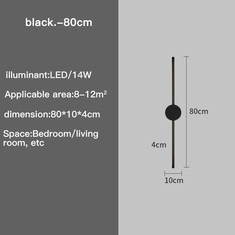 Modern Black LED Wall Lamp – I-Shaped Bedroom & Corridor Interior Lighting Fixture