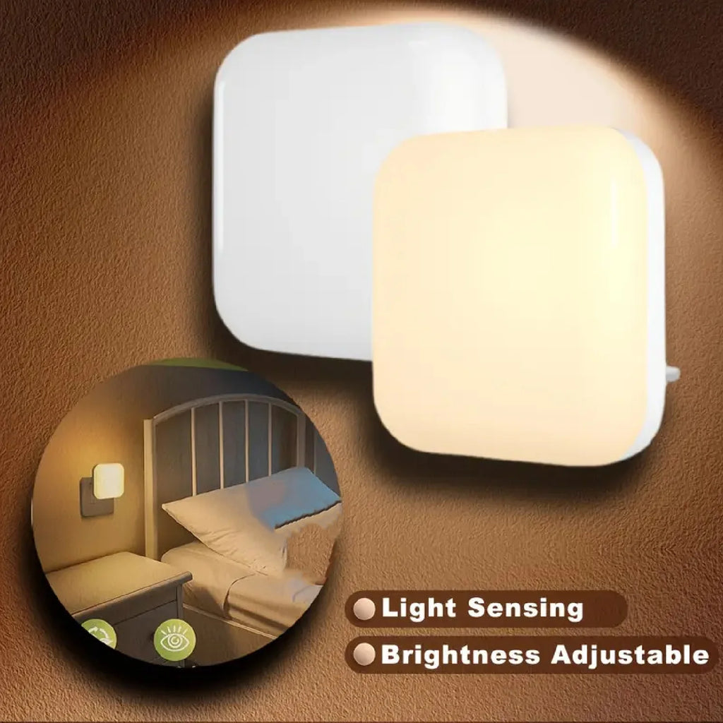 Dimmable Night Light With Auto On/Off Sensor Plug In Warm Light Energy Saving Slim Design Bedrooms, Bathroom, Stairs, Hallways