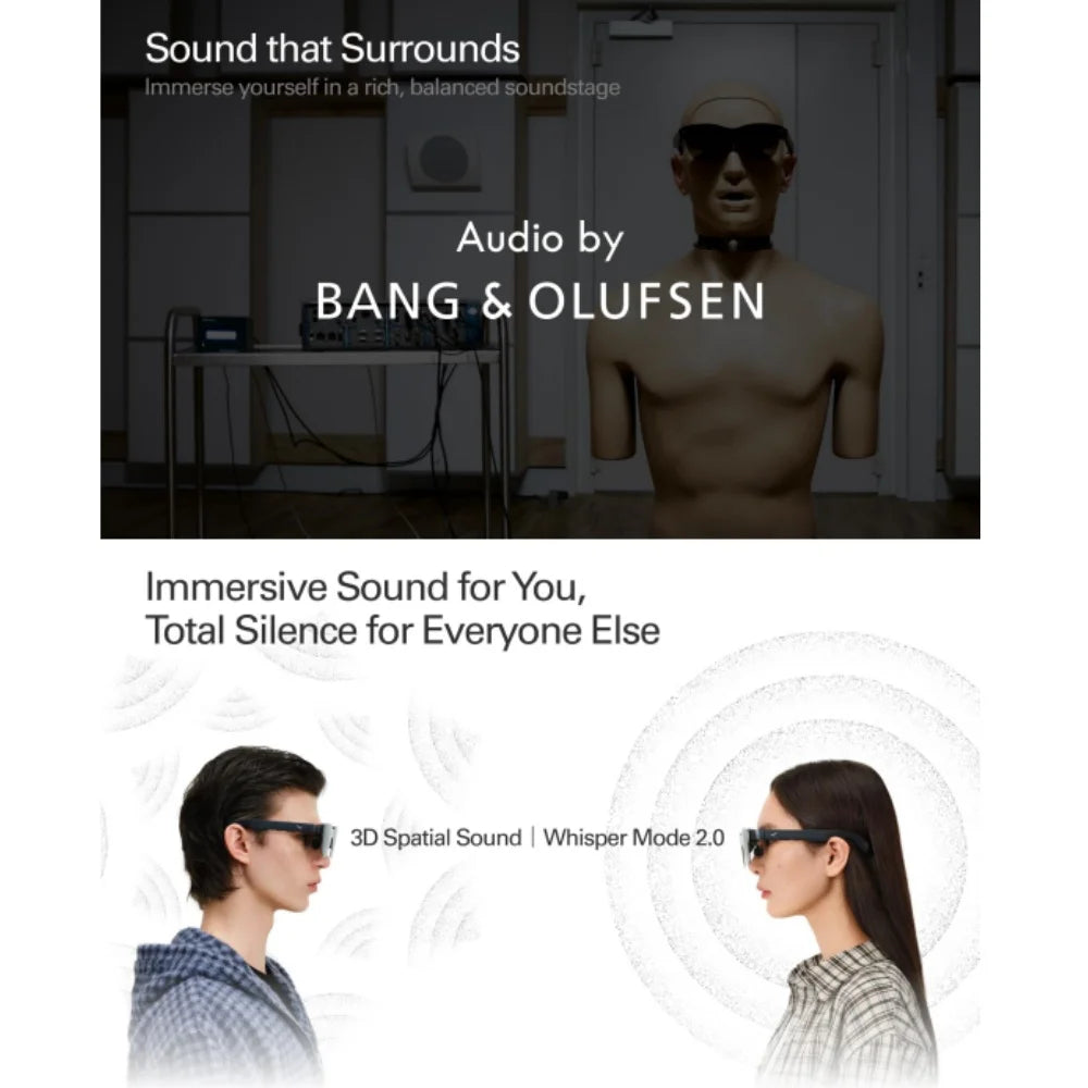 RayNeo Air 4 Pro smart AR glasses, 1200 Nits brightness,135-inch HD viewing,  4 speakers, immersive audio, HDR10