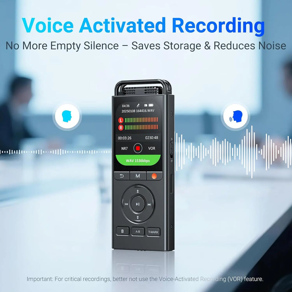 144GB (16GB+128GB) Digital Voice Recorder with Playback: Voice-activated Recorder for Presentations, Conferences and Interviews