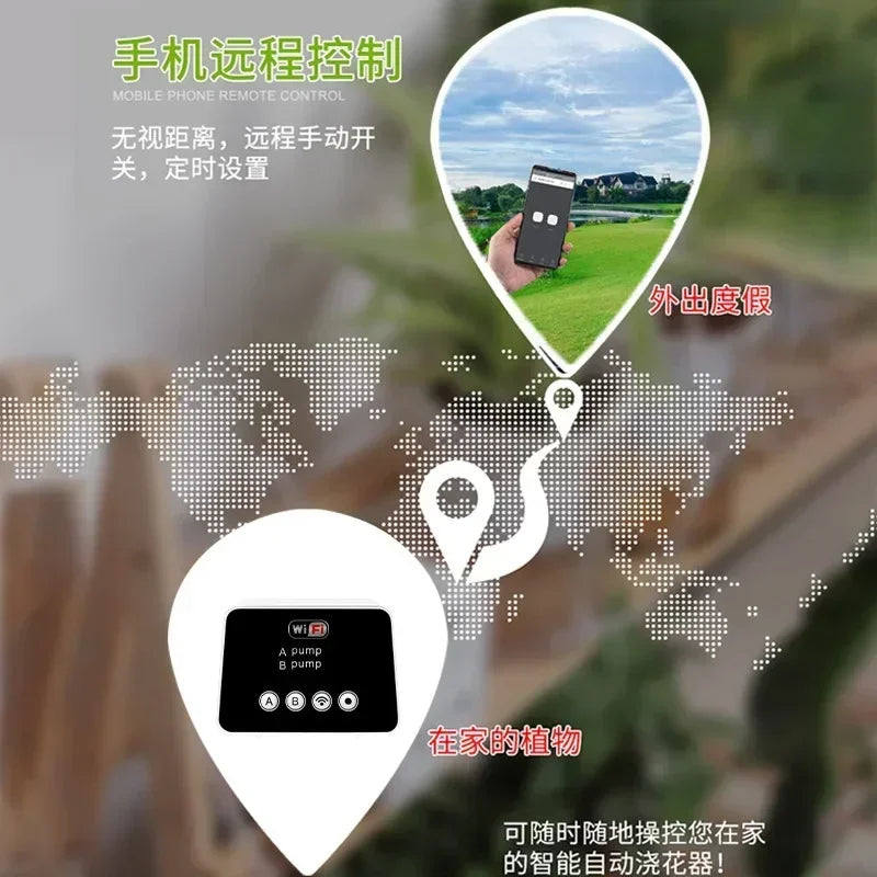 Smart WIFI Watering Device Double Pump Timed Automatic adjustable Drip Irrigation Timer System Wifi  Controller for Garden