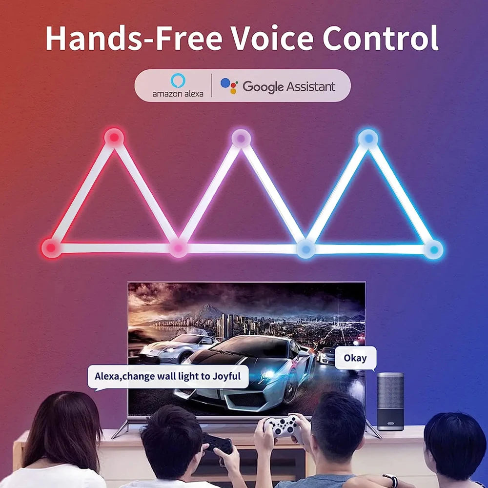 WIFI LED Smart Wall Lamp RGBIC Light Bar DIY Atmosphere Night Light APP Music Rhythm TV Backlight Bedroom Game Room Decoration