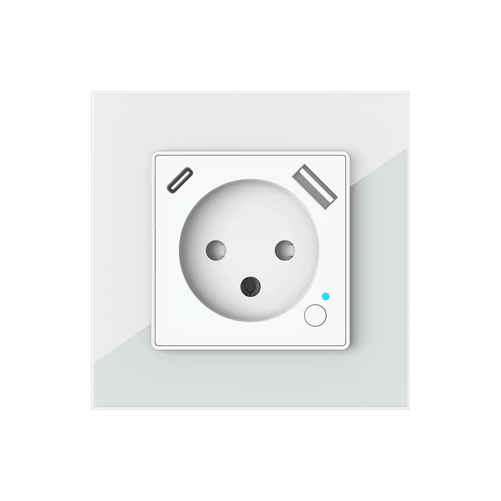 Tuya WiFi Smart Wall Socket EU Plug with USB & Type-C PD 20W – Smart Outlet for Alexa & Google Home