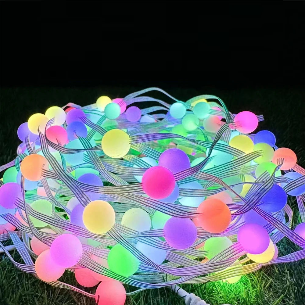 RGBIC Round ball 5V USB Bluetooth LED String APP Music Controller Outdoor waterproof atmosphere camping light garden decoration