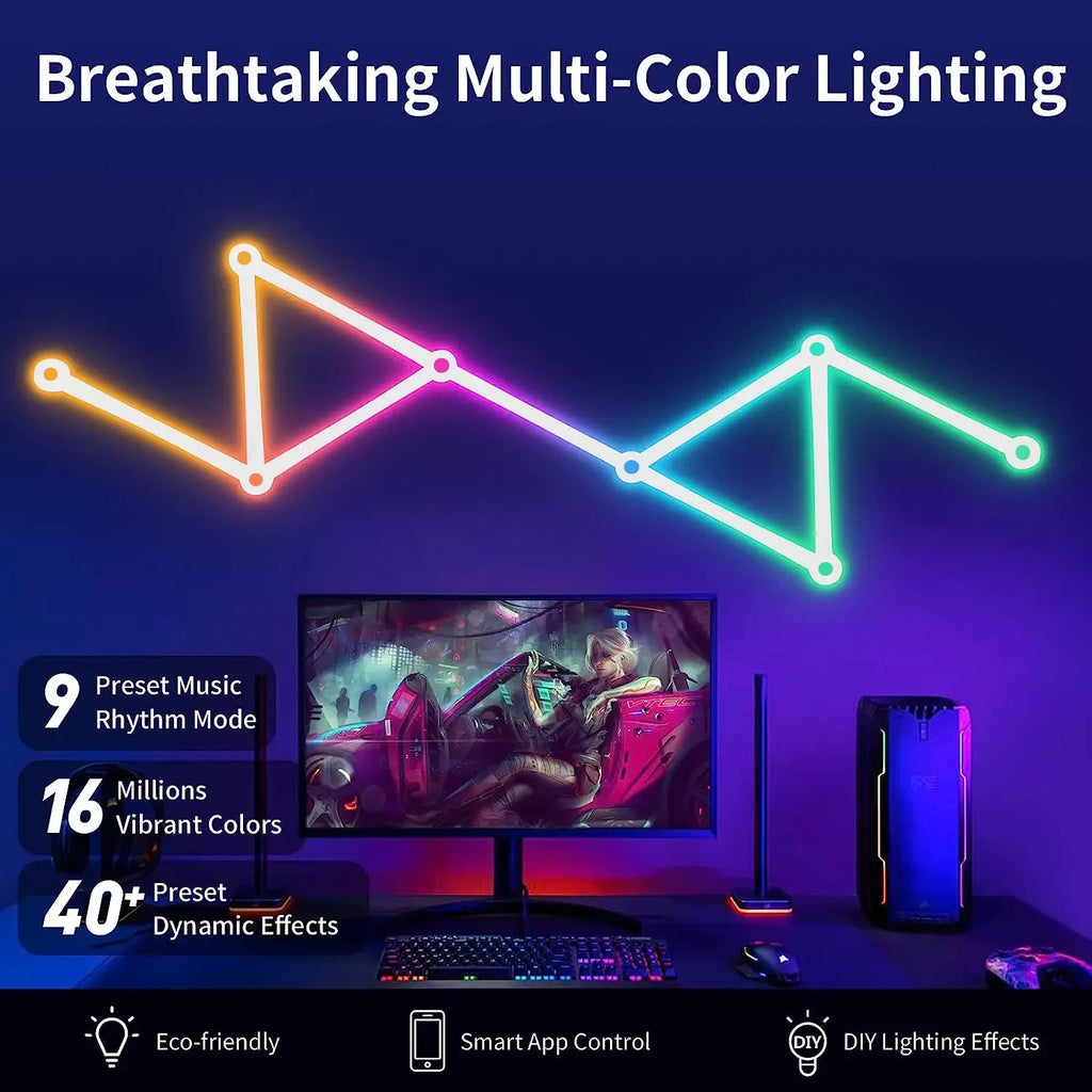 WIFI LED Smart Wall Lamp RGBIC Light Bar DIY Atmosphere Night Light APP Music Rhythm TV Backlight Bedroom Game Room Decoration