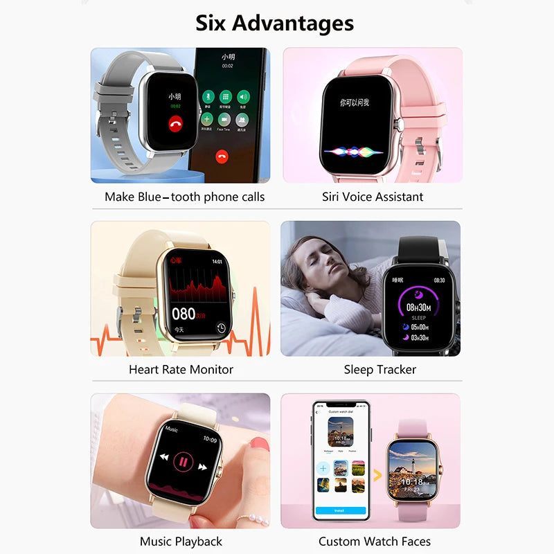 Sports Smart Watch Fitness Clock Health Monitor Waterproof Smartwatch BT Call Wrist Watches for Men Women IOS Android Phone 2026