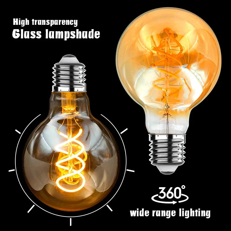 1-10pcs E14 E27 Retro LED Spiral Filament Light Bulb 4W Warm Yellow 220V C35 A60 T45 ST64 T185 T225 G80 G95 Vintage Edison Lamp