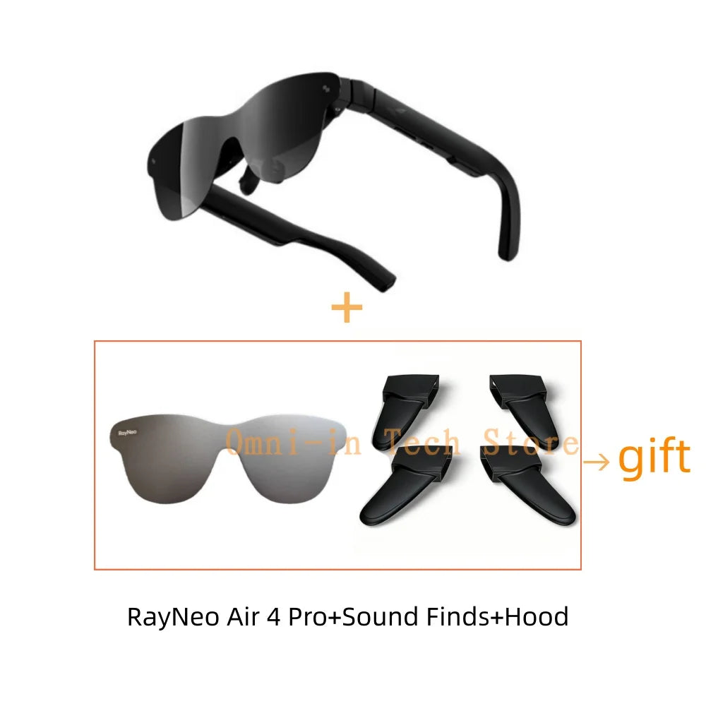 RayNeo Air 4 Pro smart AR glasses, 1200 Nits brightness,135-inch HD viewing,  4 speakers, immersive audio, HDR10