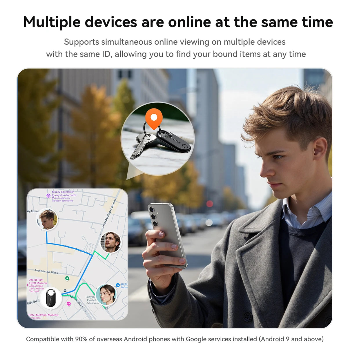 E98A GPS Tracker Bluetooth Smart Tag Android Google Find My Device Locator Finder Anti-Lost Global Positioning