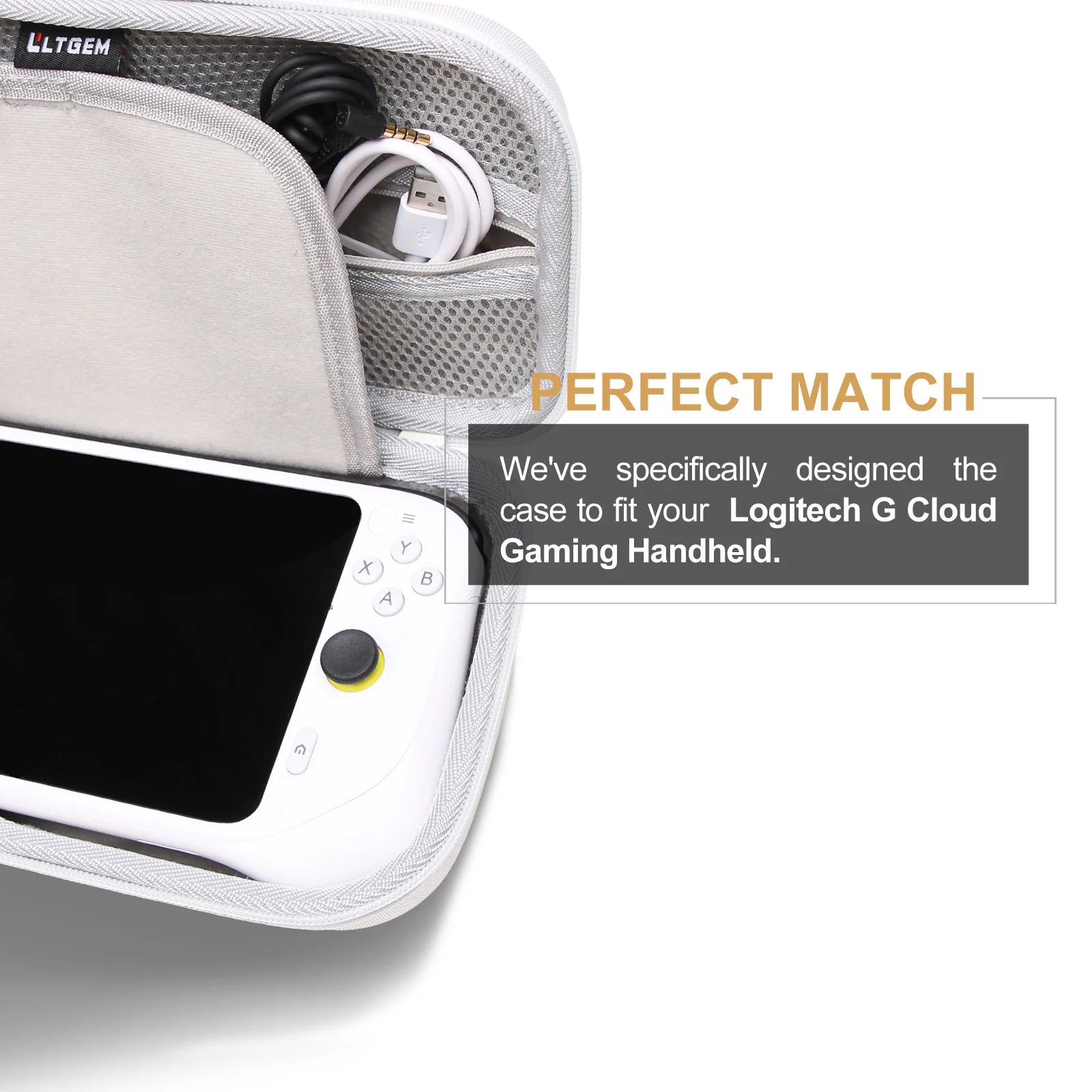 LTGEM Eva Hard Case for Logitech G Cloud Handheld Gaming Console Carrying Storage Bag-White (only case!!!)