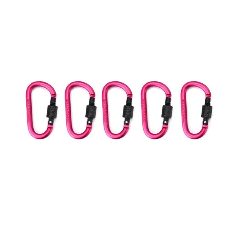 5-Piece Aluminum D-Ring Carabiner Quickdraw Clip Set for Outdoor and Travel.