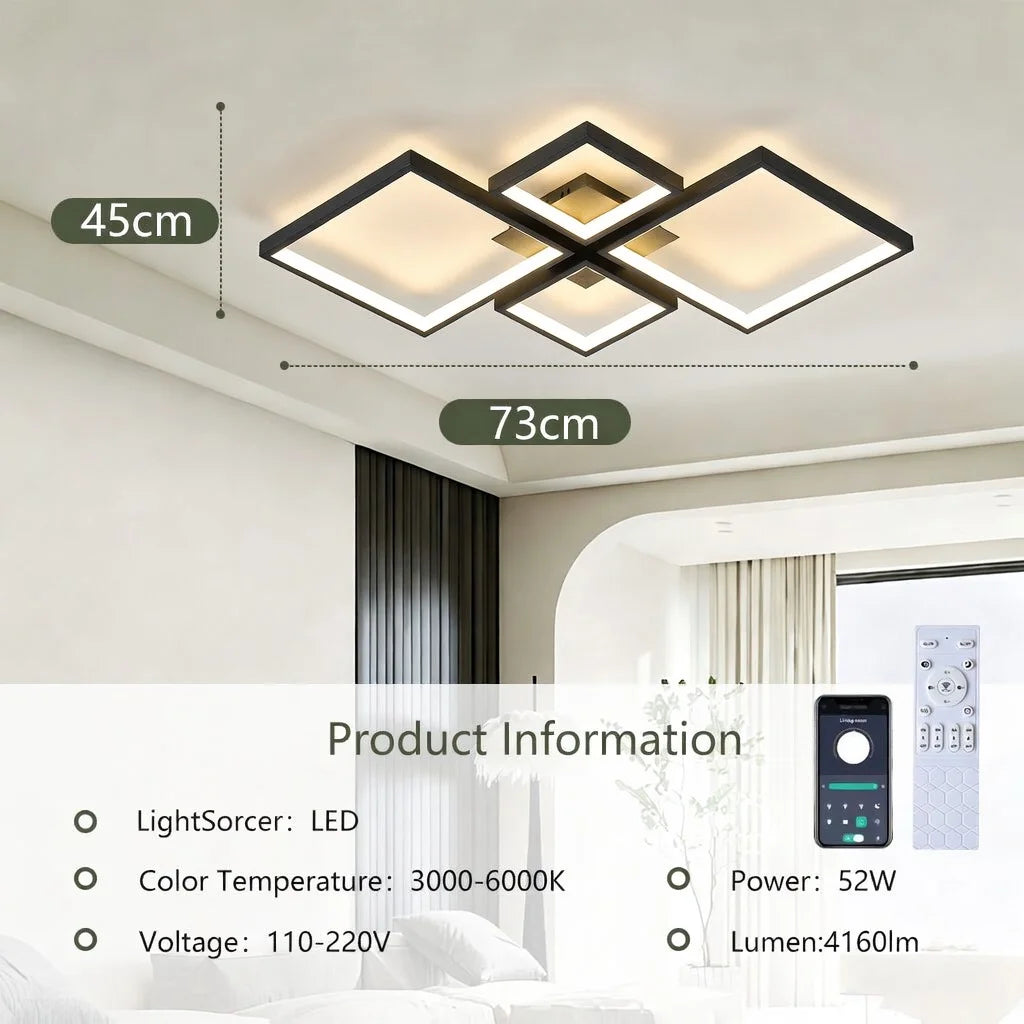 Remote Dimmable LED Ceiling Light 110–220V (3-Color Modern Lamp for Living & Bedroom)