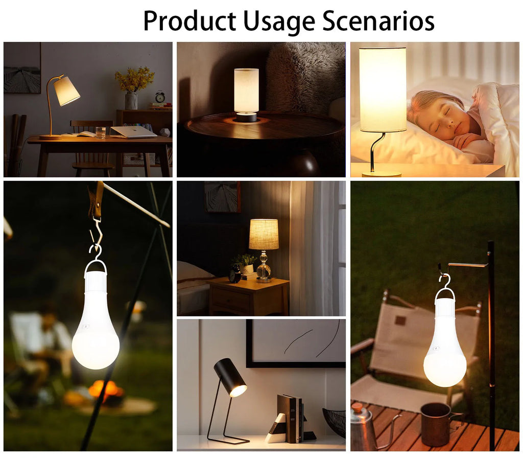 Rechargeable Battery Operated A19 Light Bulb with Remote Control Dimmable, 15 Colors Selectable & 3 Timer, Non-Hardwired