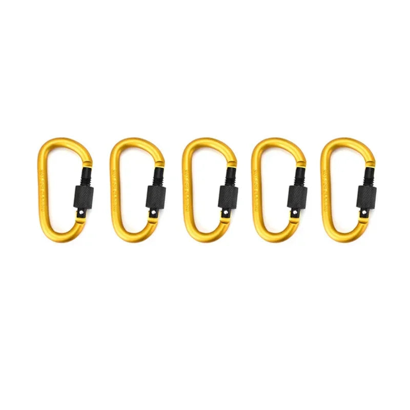 5-Piece Aluminum D-Ring Carabiner Quickdraw Clip Set for Outdoor and Travel.