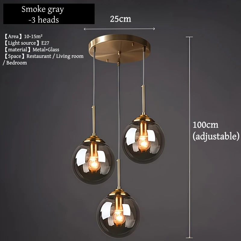 Modern Nordic LED Glass Pendant Chandelier – Luxury Metal Hanging Lamp for Living & Dining Room