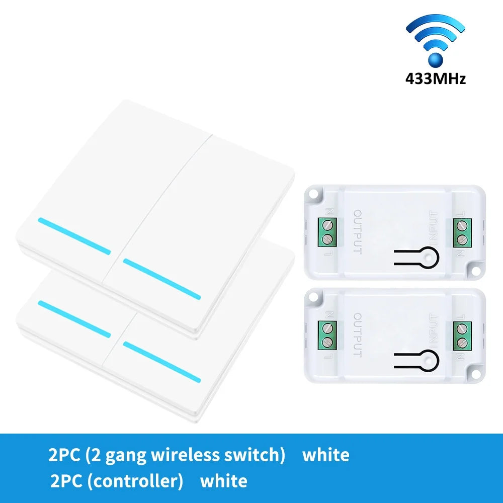 RF433 Smart Remote Wall Switch 110V/220V 10A – 1/2/3 Gang Wireless LED Light Control