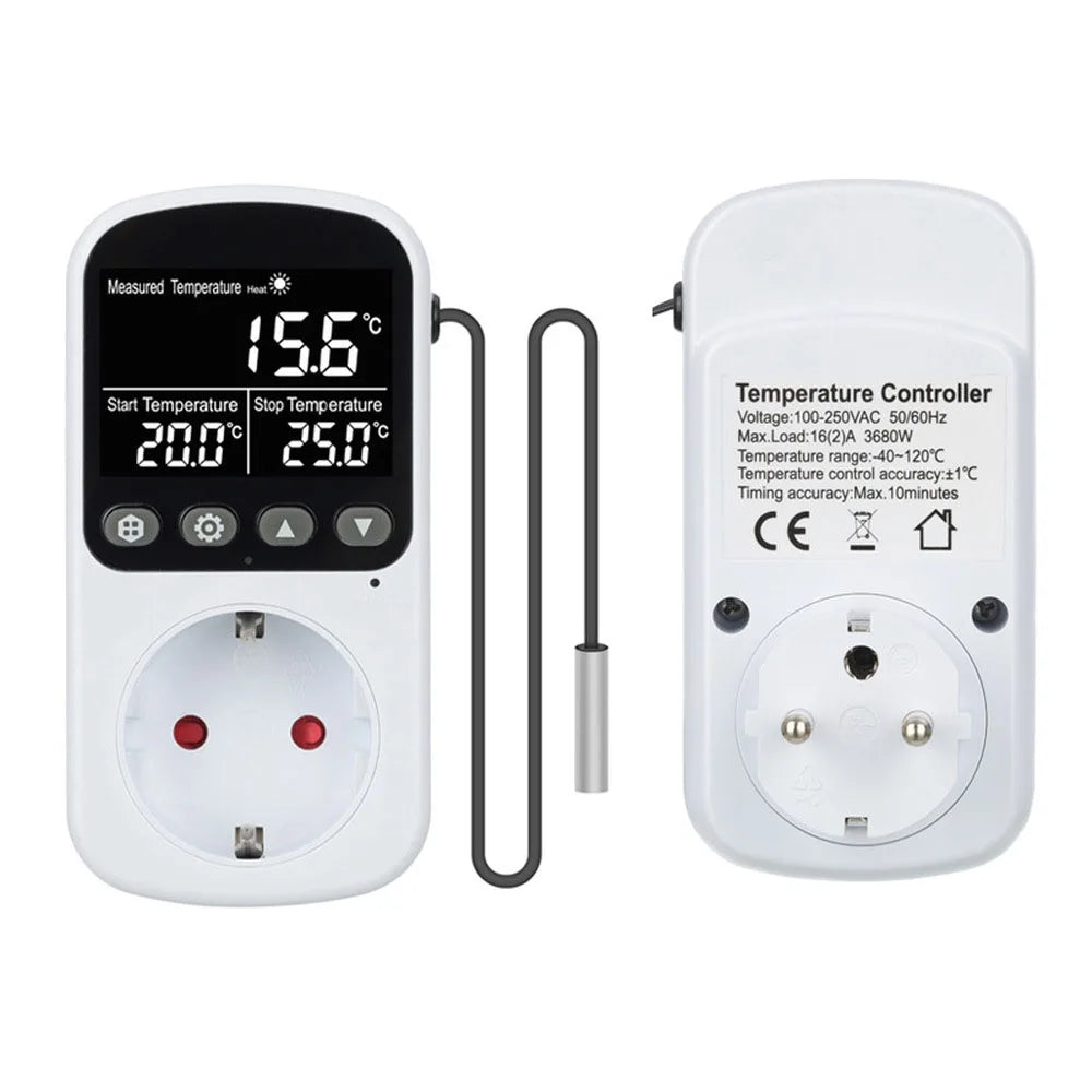 1PC EU Outlet Plug Digital Thermostat Socket Temperature Controller Timer Switch Accuracy Cooling Heating Regulator Thermometer