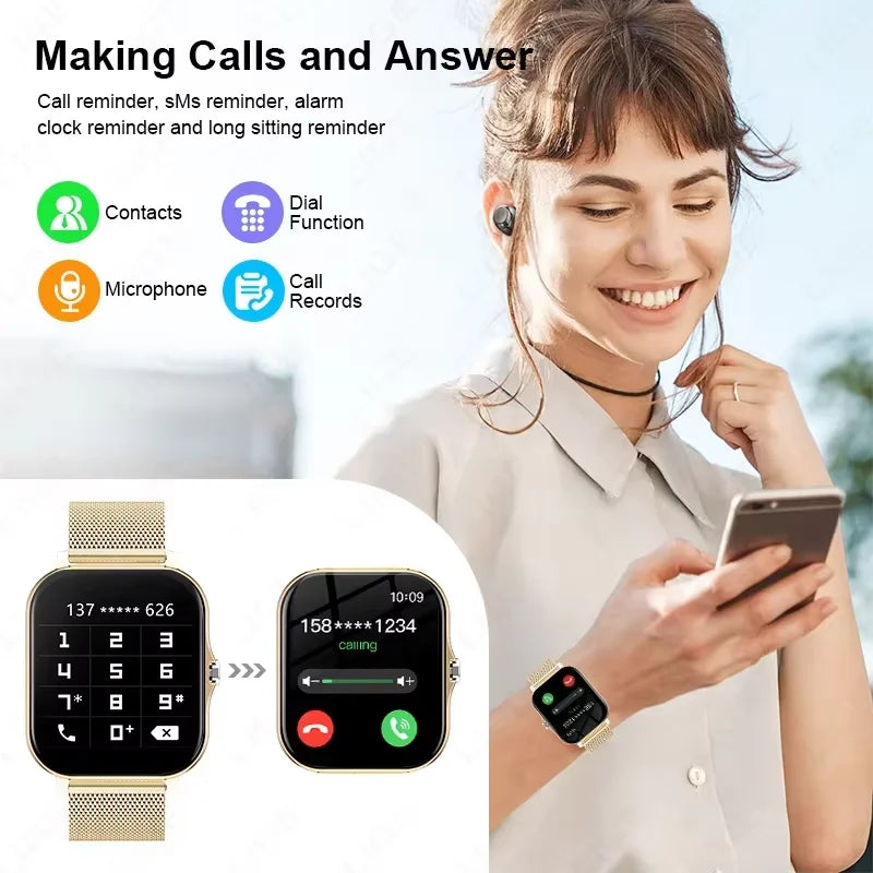 2026 New Fashion Smart Watch 1.83 Inch Full Touchscreen Bluetooth Call Music Player Message Smartwatch For Men Womend