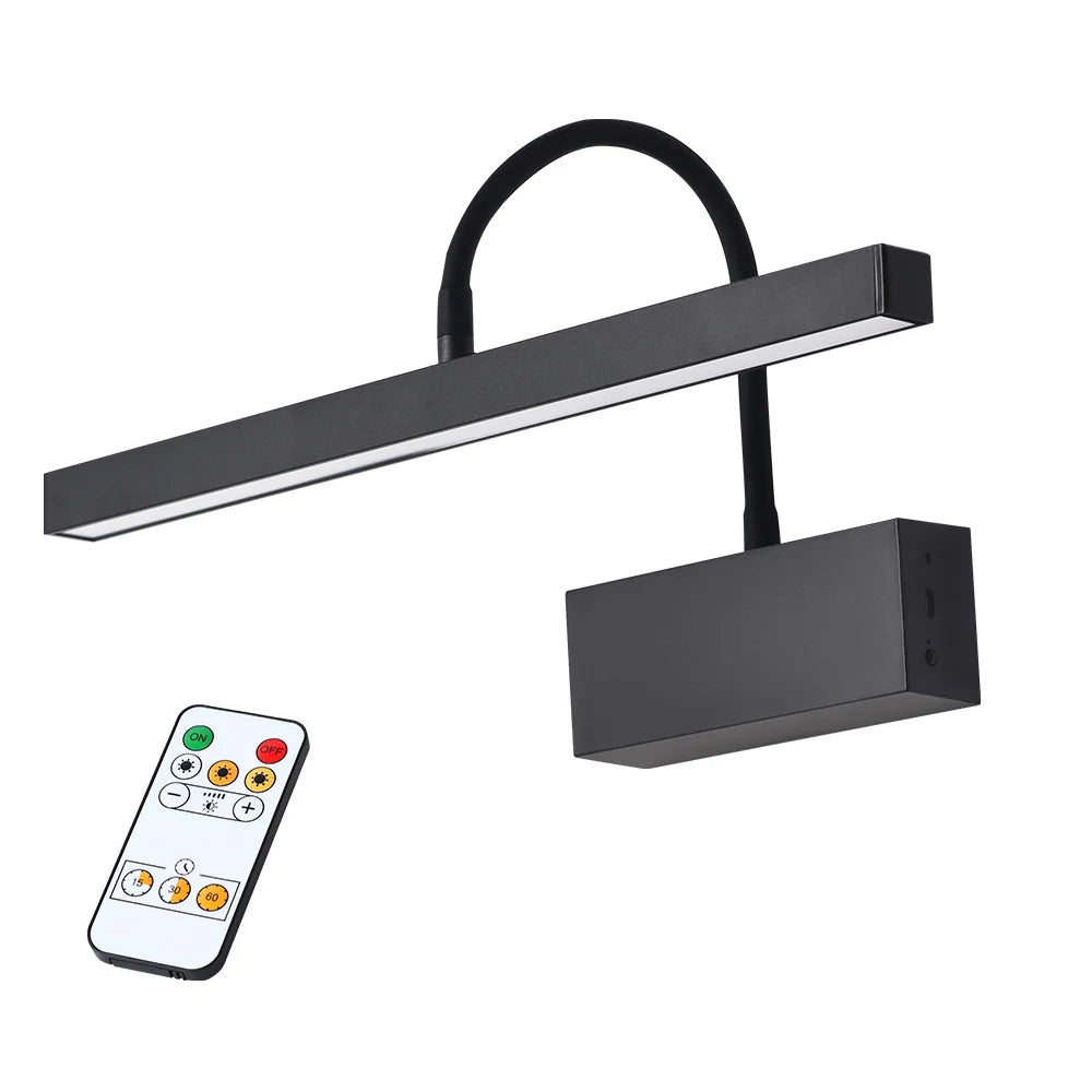 مصباح حائط LED قابل لإعادة الشحن 40 سم لاسلكي لإضاءة الصور (أسود)