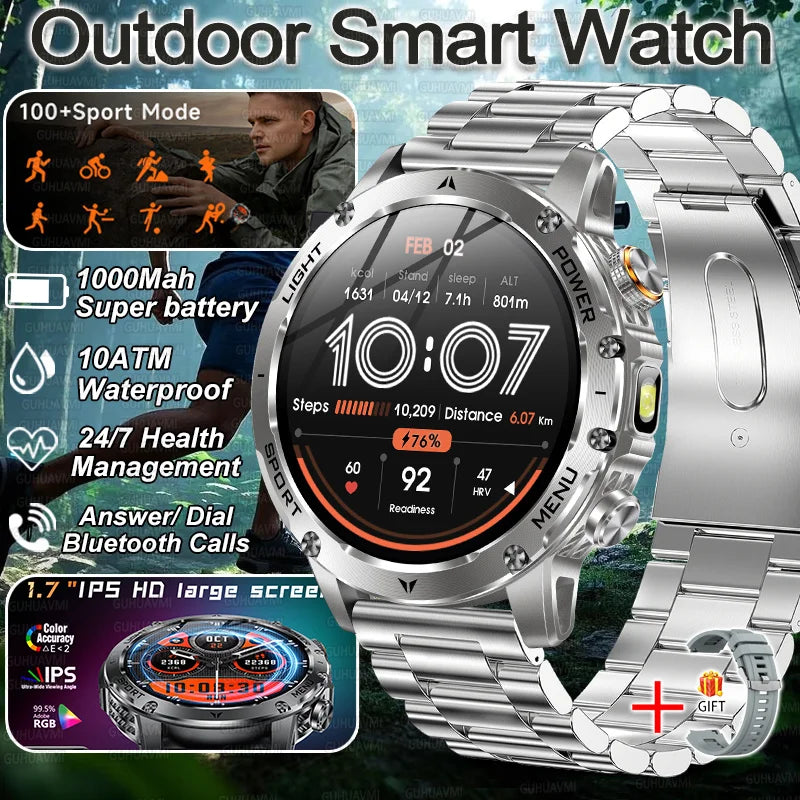 2026 Military Smart Watch: High-Capacity Battery Rugged Fitness Tracker