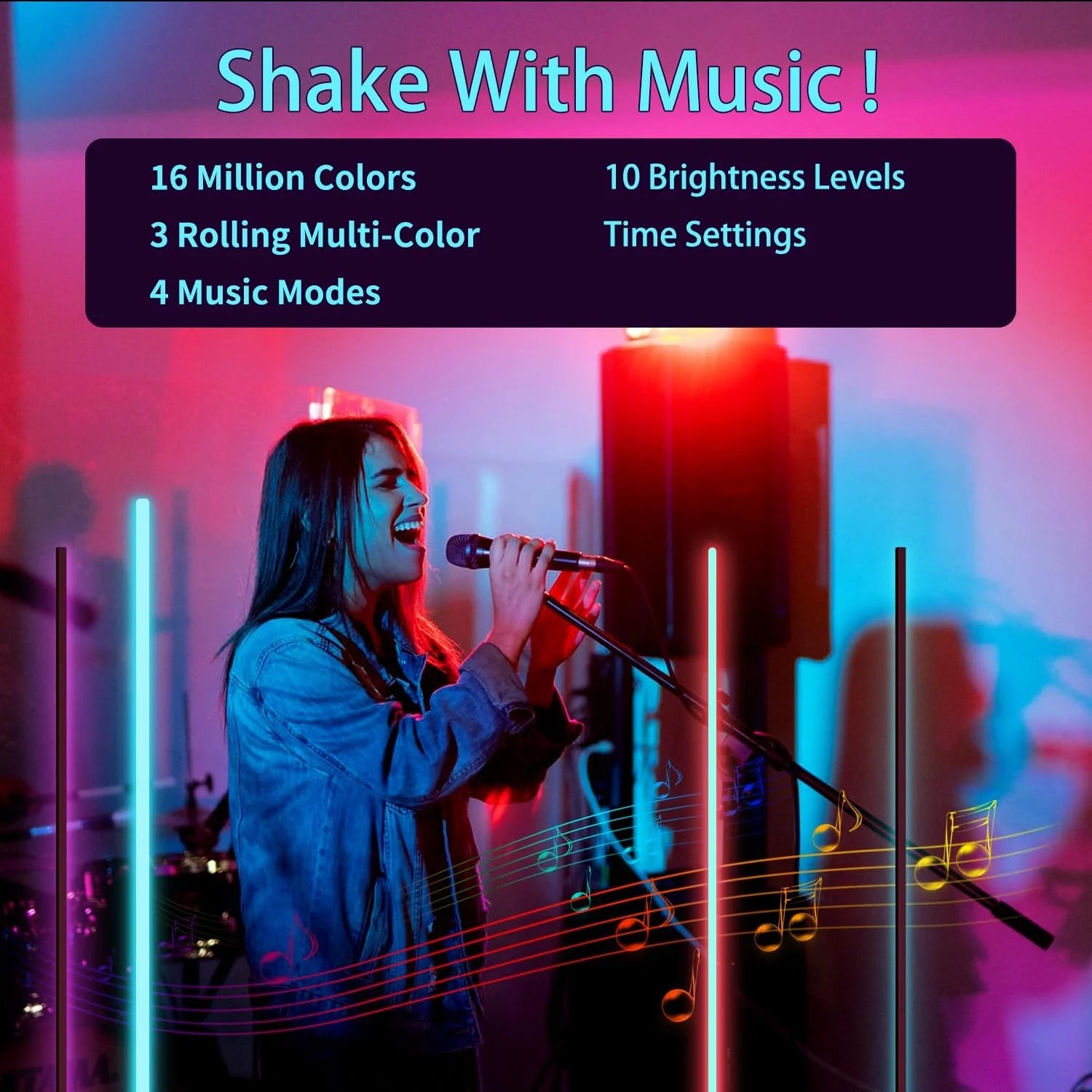 2PCS Smart RGBIC Corner Floor Lamp (160CM) – APP & Remote Control with Music Sync for Living Room