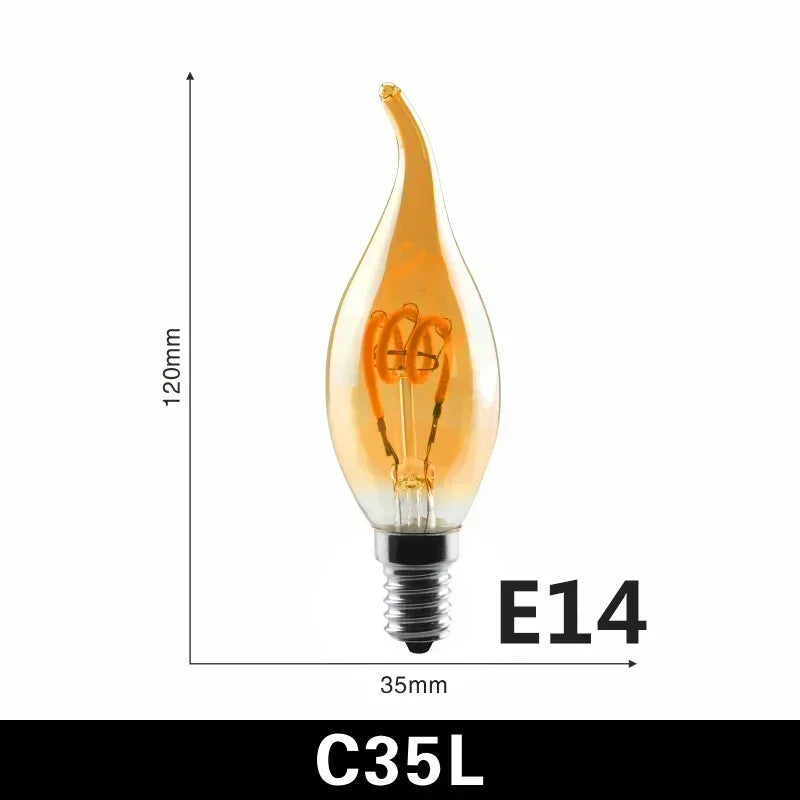 1-10PCS Vintage LED Spiral Filament Bulb E14/E27 4W Warm White Edison Lamp 220V