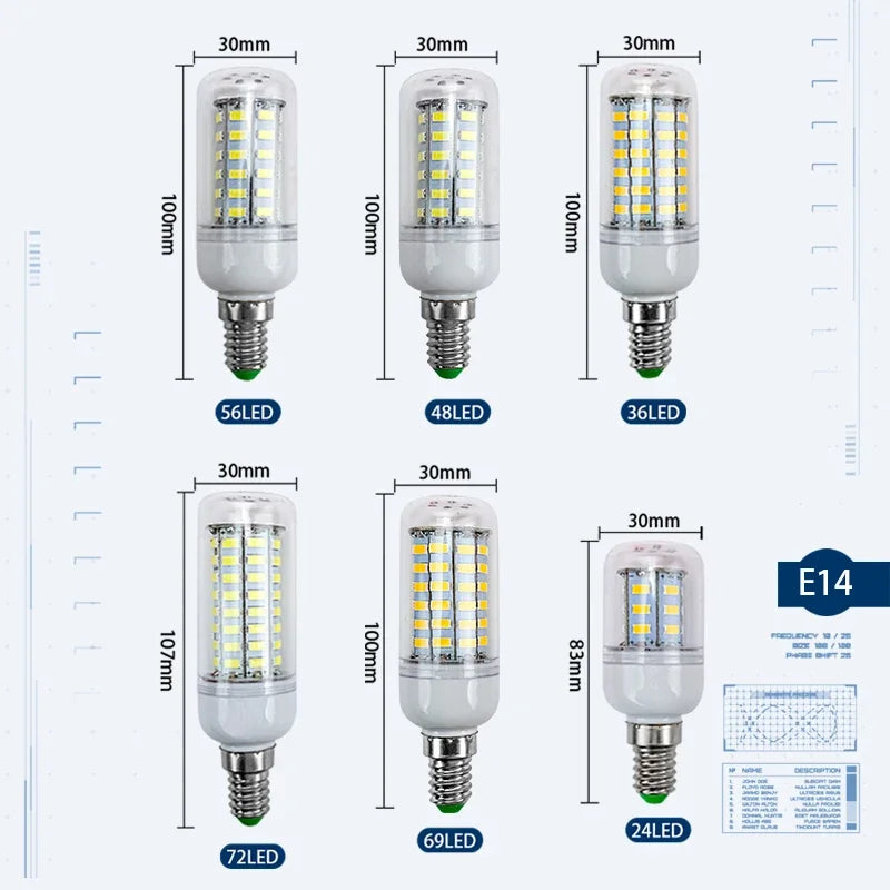 10pcs/lot E27 LED Bulb Lamps E14 Corn Light  24 36 48 56 69 72leds High Brightness Lampada 220V SMD 5730 Bombillas Home Lighting