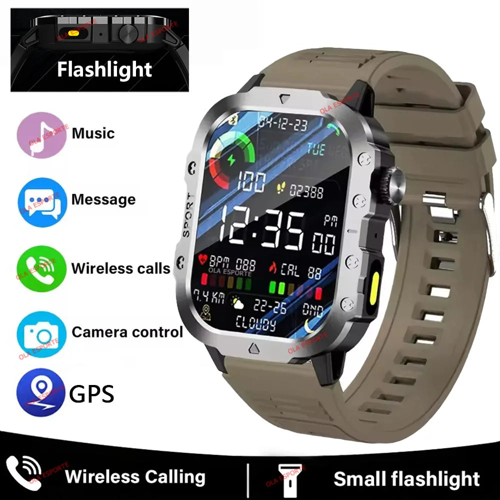 2025 Rugged Military Smartwatch: Outdoor-grade, waterproof, and Bluetooth-enabled