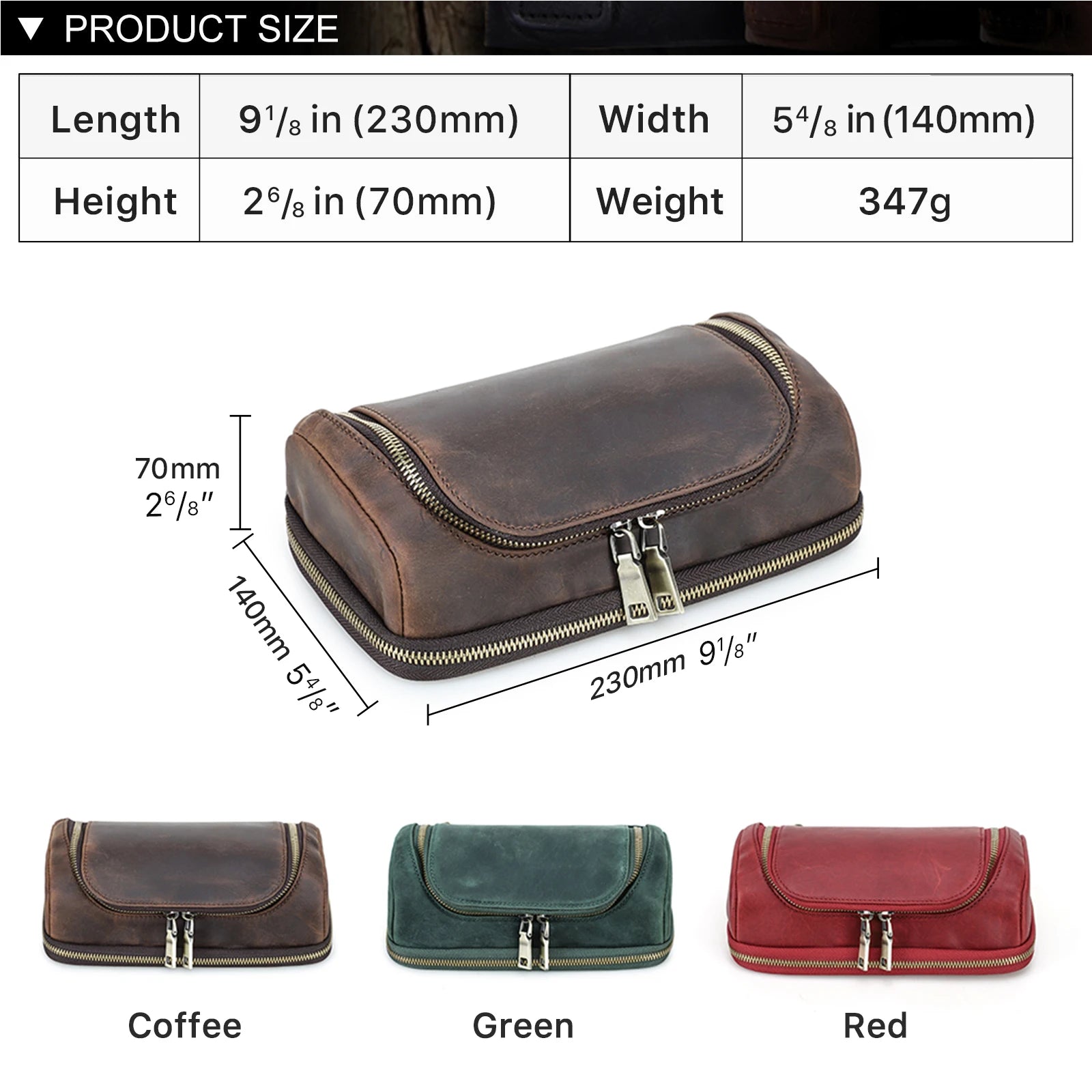 Cowhide Leather Men Clutch Bag Handbag for Earphone USB Data Cable Mouse Storage Travel Electronic Accessories Organizer
