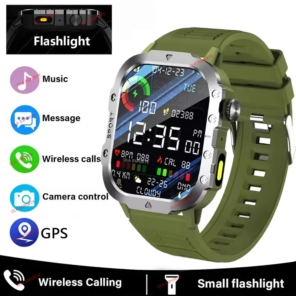2025 Rugged Military Smartwatch: Outdoor-grade, waterproof, and Bluetooth-enabled