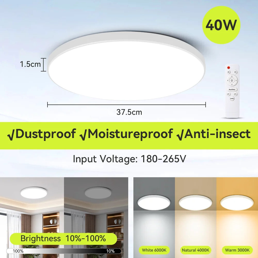 Smart LED Ceiling Light Adjustable Color Temperature Remote Control 270mm/370mm 30-40W Bedroom Atmosphere Lamp Home Decoration