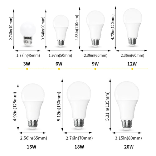 12PCS E27/E14/B22 LED Bulbs AC220V – 3W to 20W Warm, Cool & Natural White Lamps