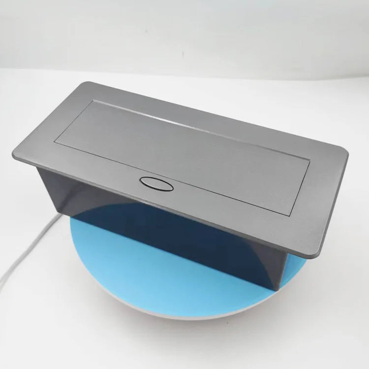 All-Aluminum Pop-Up Desktop Power Socket – EU/FR Standard Hidden Table Outlet