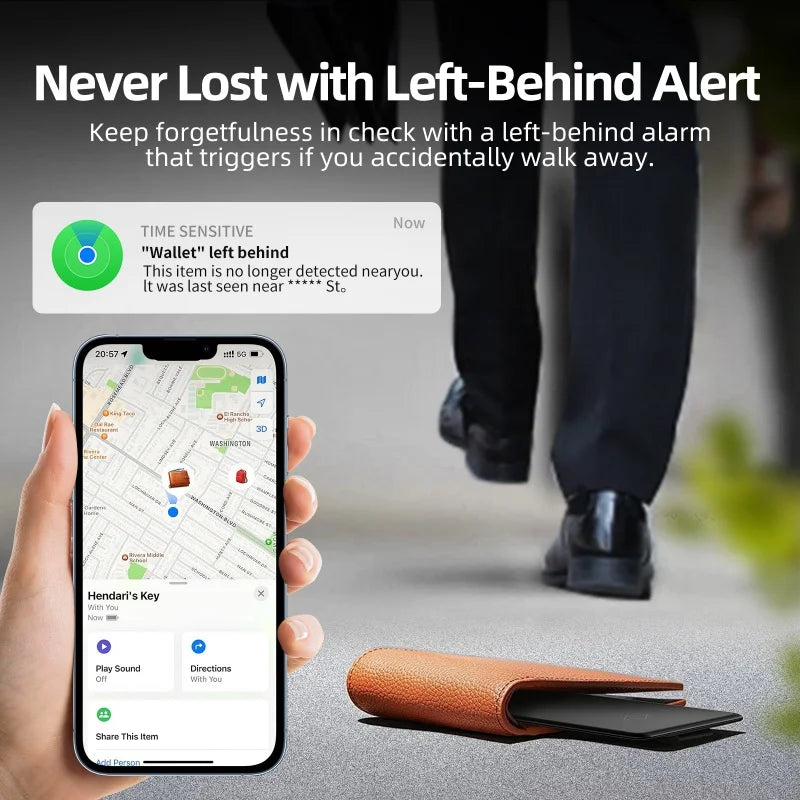 Wireless Charging Tracking Card Mini Smart Wallet Finder Waterproof GPS Locator Works with Apple Find My App Blootooth Tracker
