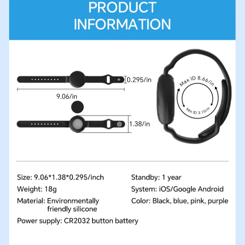 New Global Tracker Children's Wristband Waterproof Locator Suitable For Xiaomi Huawei Mobile Phones Android Systems Pet Tracking
