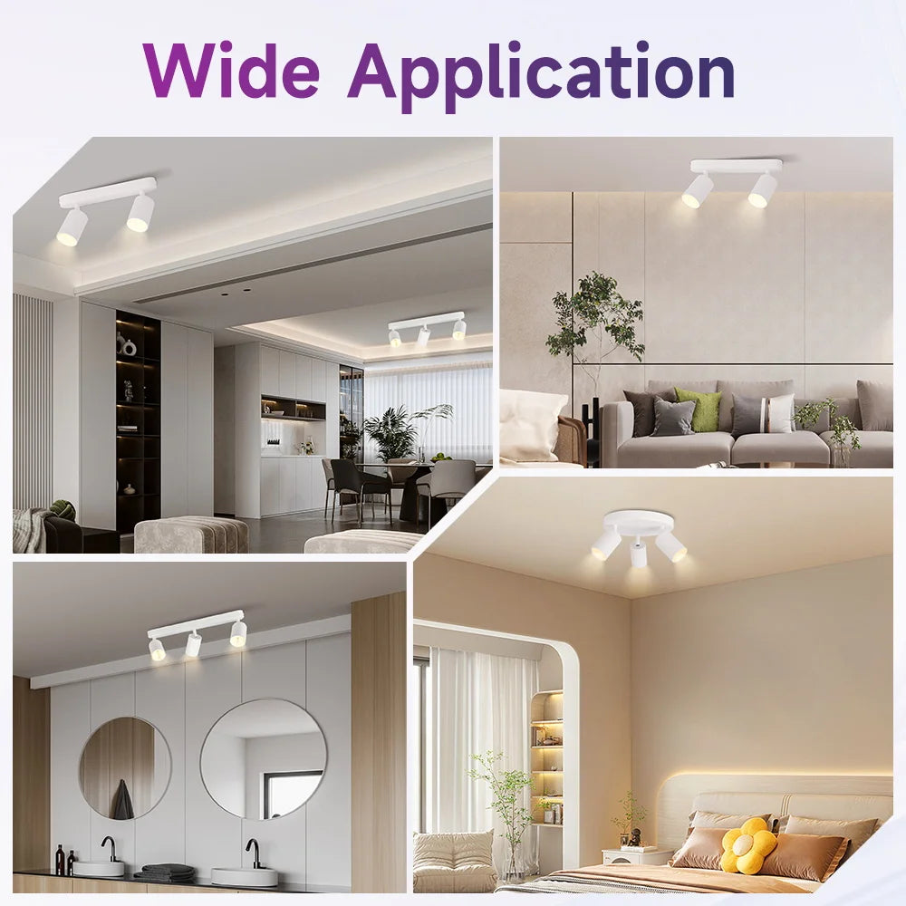 Rotating Ceiling Spotlight GU10 White Ceiling Lamp Room Decoration Lights Led Lustre Chandelier for Living Room Kitchen Corridor