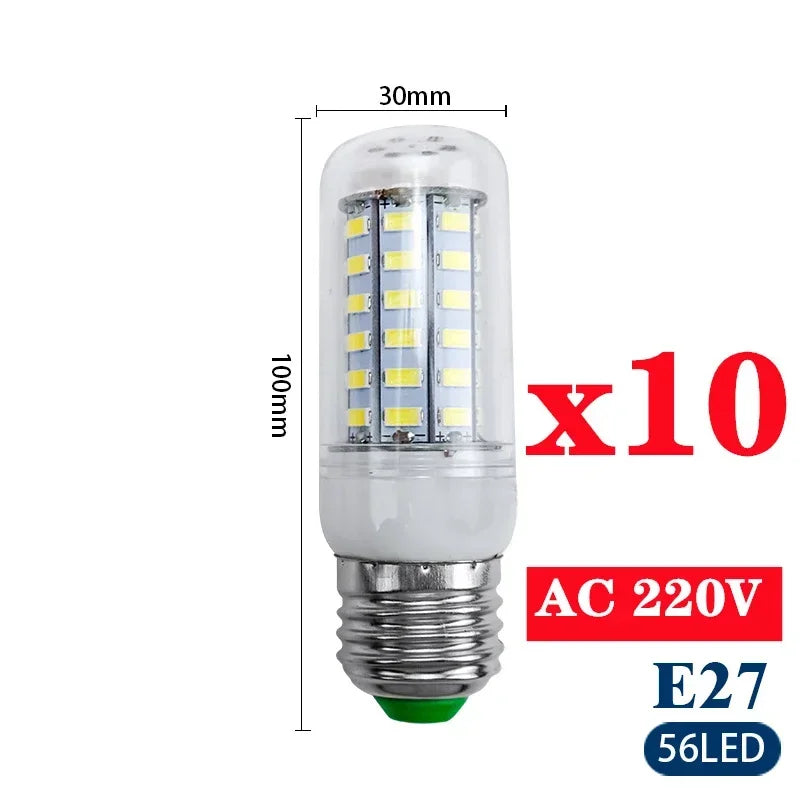 10PCS E27/E14 LED Corn Bulbs 220V – High Brightness SMD 5730 Home Lighting Lamps