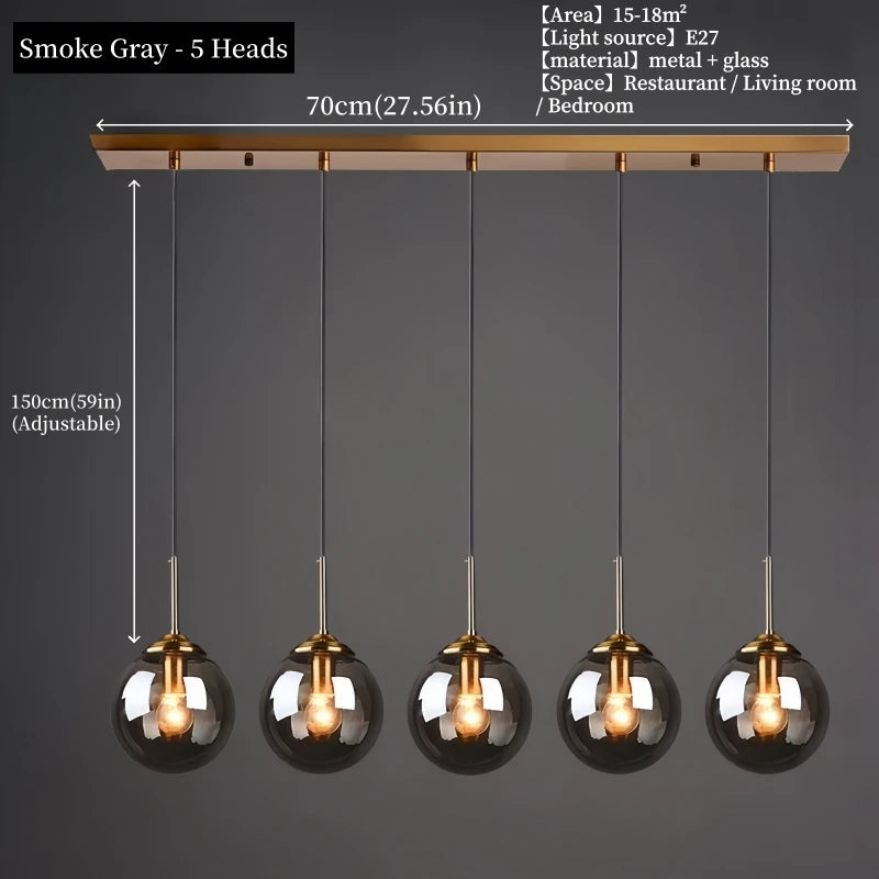 Modern Nordic LED Glass Pendant Chandelier – Luxury Metal Hanging Lamp for Living & Dining Room